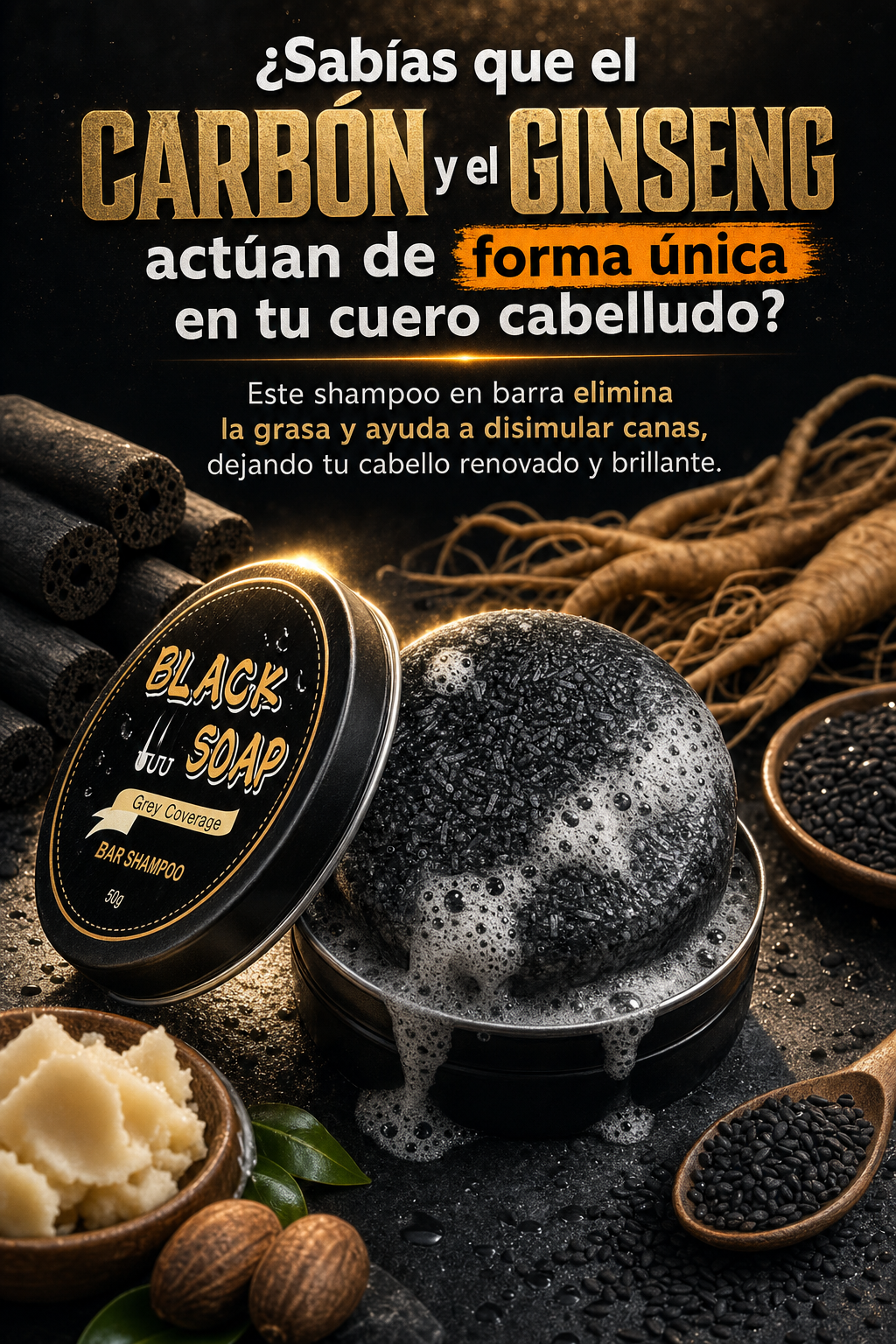 Black Soap – Shampoo Sólido para Cabello